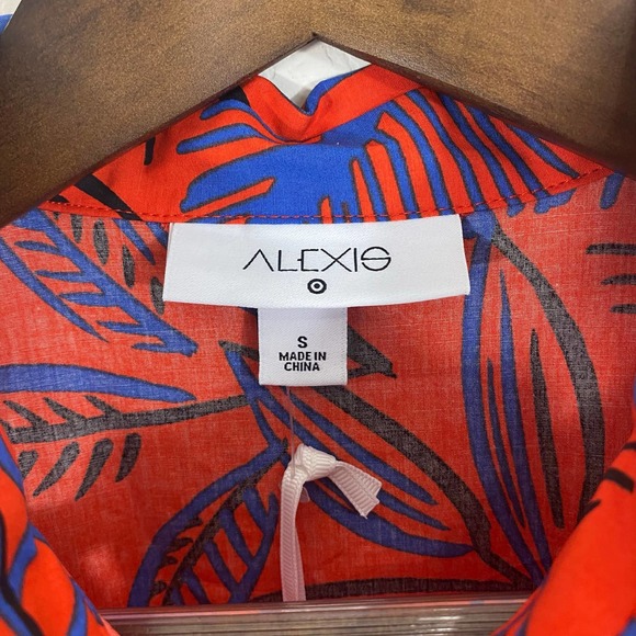 Tropical Leaf Short Sleeve Shirtdress CJRxTarget - Picture 6 of 9